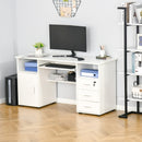 Nolan Computer Desk with Keyboard Tray Cabinet and Locked Drawer - White - Seasonal Overstock