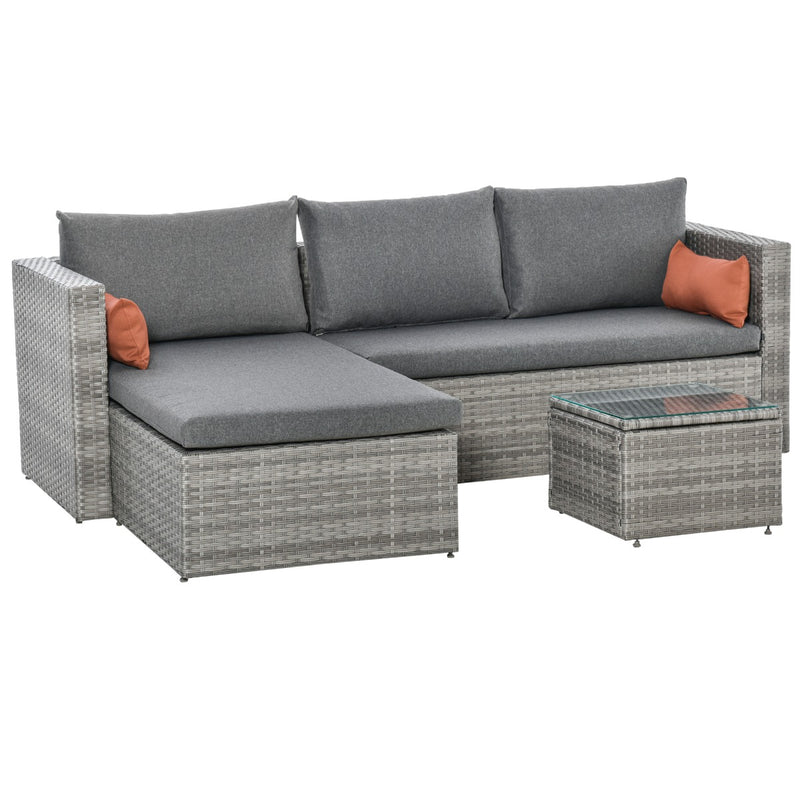 Olwen 3pc Patio Sectional Sofa with Reversible Chaise - Grey - Seasonal Overstock