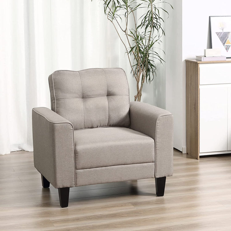Anna Button Tufted Modern Contemporary Chair - Beige - Seasonal Overstock