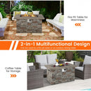 Stanford 43.5" Rectangular Grey Faux Stone LP Fire Table with Lava Rocks and Cover - 50,000 BTU - Seasonal Overstock