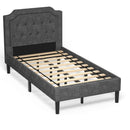 Tula Twin Size Grey Upholstered Platform Bed - Seasonal Overstock