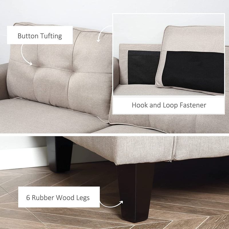 Anna Button Tufted Modern Contemporary Sofa - Beige - Seasonal Overstock