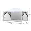 10' x 13' Party Gazebo Canopy Tent with Mesh Walls - White - Seasonal Overstock