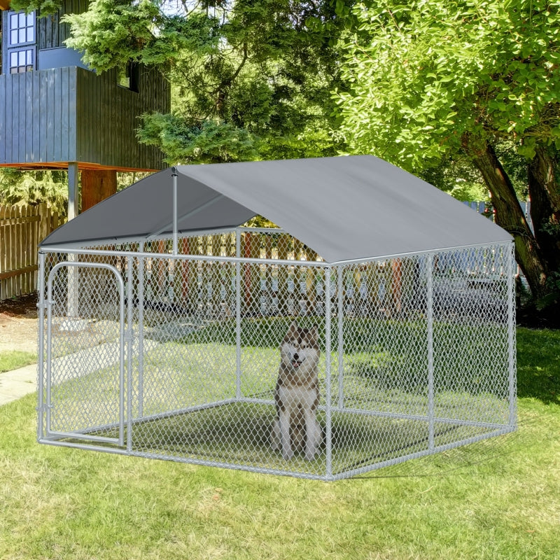 7.5' x 7.5' Large Dog House Kennel Pen with Canopy Shade - Seasonal Overstock