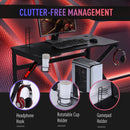 Dani E-Sport Black and Red Gaming Desk with Cup Holder & Headphone Hooks - Seasonal Overstock