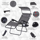 Patio Furniture, Darius 2pc Zero Gravity Chair Set - Grey - Seasonal Overstock