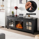 Fireplaces, Elio Black 1400W Electric Fireplace TV Stand for TVs up to 65" - Seasonal Overstock