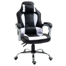 Flyta Ergonomic Executive Faux Leather White & Black Office Gaming Chair - Seasonal Overstock