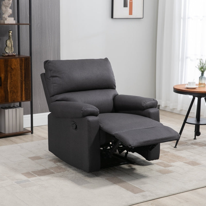 Huxley Upholstered Dark Grey Reclining Chair - Seasonal Overstock