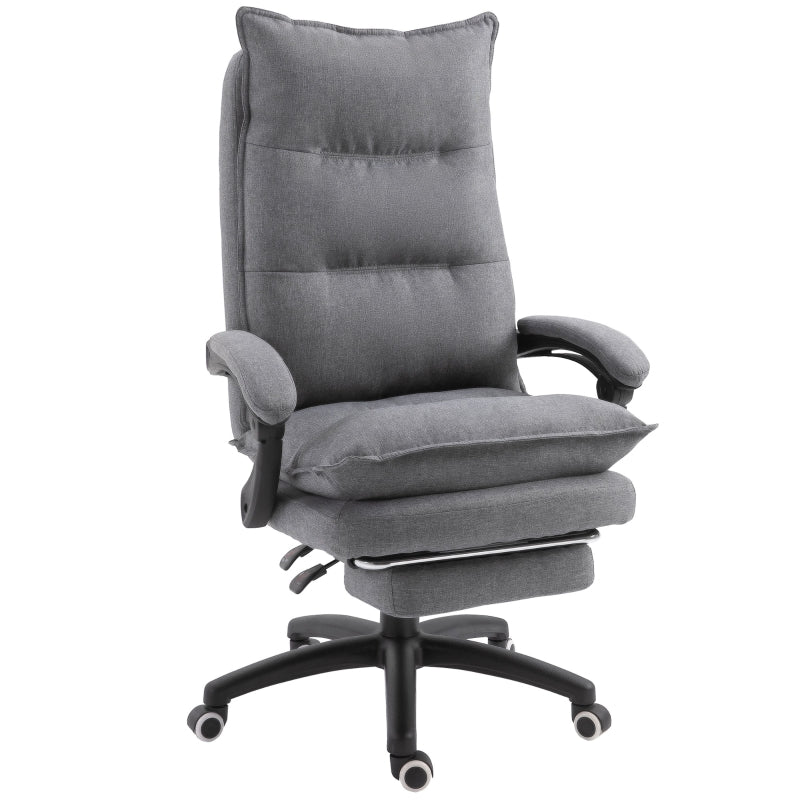 Jonas Double Padded Grey Fabric Office Chair with Retracting Footrest - Seasonal Overstock