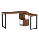 Libra Multi-Configuration Corner Desk with Shelves in Brown and Black - Seasonal Overstock
