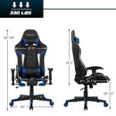 Office Chairs, Lucas High-Back Gaming Chair with Massage - Blue - Seasonal Overstock