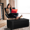 Benches, Osman 47" Nailhead Dark Grey Upholstered Storage Bench - Seasonal Overstock