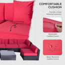 Placid Peak Modular Outdoor Patio Sectional Sofa, Loungers and Table 9pc Set - Red / Dark Brown