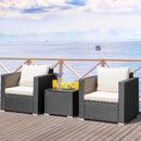 Tarin 3pc Outdoor Rattan Table and Chairs Set - White - Seasonal Overstock