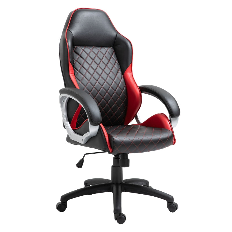 Vega Diamond Stitch Faux Leather Office Gaming Chair - Red - Seasonal Overstock