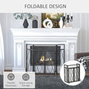 Fireplace Screens, 3-Panel Diamond Pattern Fireplace Screen with Doors - Seasonal Overstock