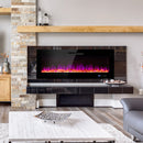 Fireplaces, 60" Wall Mounted / Built-In Recessed Electric Fireplace with Crystal & Log - Seasonal Overstock