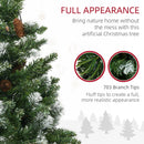 Christmas Trees, 6ft Skinny Artificial Pre-Lit Christmas Tree with Pine Cones & 250 LEDs - Seasonal Overstock