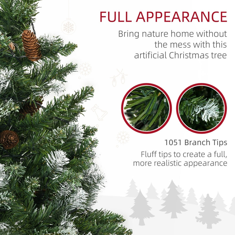 7.5ft Skinny Artificial Pre-Lit Christmas Tree with Pine Cones & 350 LEDs - Seasonal Overstock