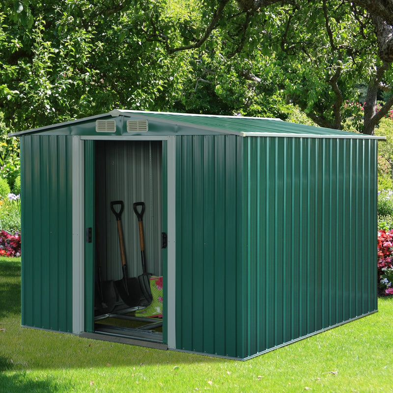 8.5' x 6.8' x 5.8' Green Garden Storage Shed - Seasonal Overstock