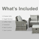 Balsam Cove 6pc Outdoor Wicker Sofa Chairs Table and Stool Patio Set - Light Grey - Seasonal Overstock