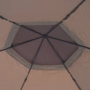 Gazebos, Belvedere 13.3ft Hexagon Pop-Up Portable Gazebo with Mesh Walls - Coffee / Beige - Seasonal Overstock