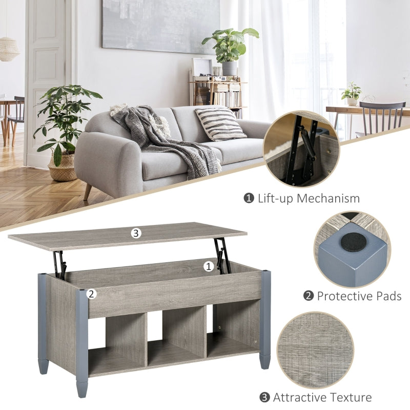 Bryan Lift Top Coffee Table with 3 Storage Compartments - Grey - Seasonal Overstock
