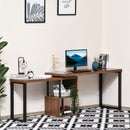 Libra Multi-Configuration Corner Desk with Shelves in Brown and Black - Seasonal Overstock