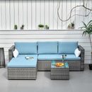 Patio Furniture, Olwen 3pc Patio Sectional Sofa with Reversible Chaise - Light Blue / Grey - Seasonal Overstock