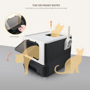 Portable Cat Litter Box with Feet Cleaning Top Exit - Seasonal Overstock