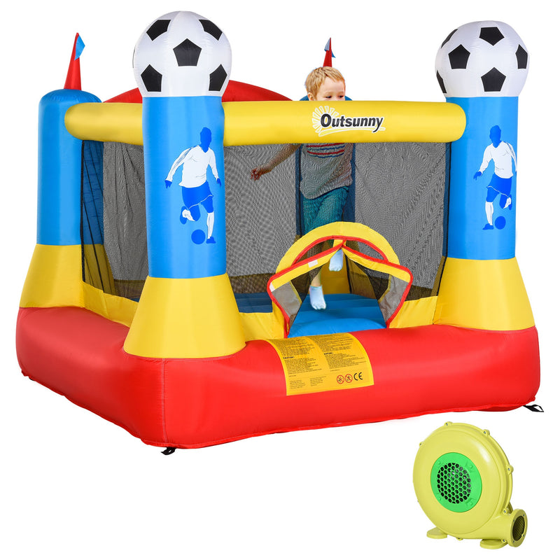 Soccer Theme Backyard Bouncy Castle 7.4' x 7.2' x 6.4' - Seasonal Overstock