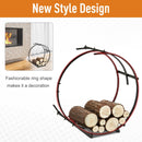 28" Black Round Firewood Display and Storage Rack Log Holder - Seasonal Overstock