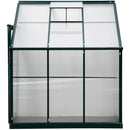 Greenhouses, 6.3' x 4.1' Lean-To Walk-In Greenhouse with Aluminum Frame, Polycarbonate Panels, Sliding Door - Green - Seasonal Overstock