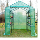 Greenhouses, 8 x 6 x 7ft Walk-In Soft Cover Greenhouse with Shelves - Seasonal Overstock