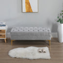 Benches, Ariya 47" Velvety Grey Button Tufted Upholstered Ottoman Bench - Seasonal Overstock