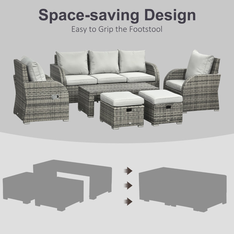 Balsam Cove 6pc Outdoor Wicker Sofa Chairs Table and Stool Patio Set - Light Grey - Seasonal Overstock