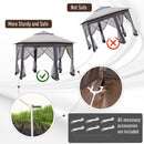 Gazebos, Belvedere 13.3ft Hexagon Pop-Up Portable Gazebo with Mesh Walls - Coffee / Beige - Seasonal Overstock