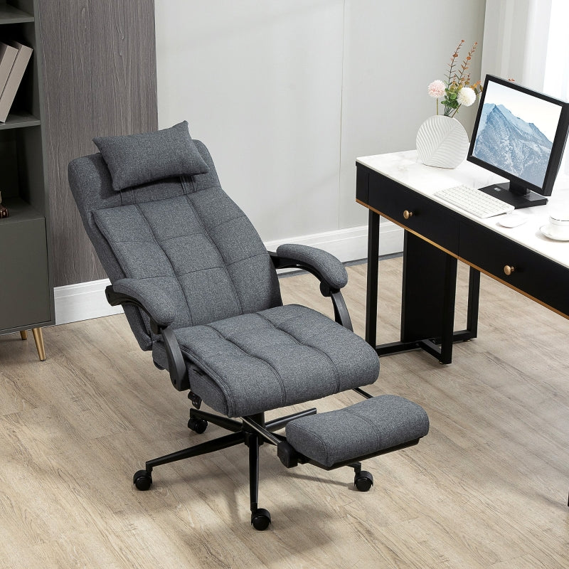 Benz Double Padded Office Chair with Footrest - Dark Grey - Seasonal Overstock