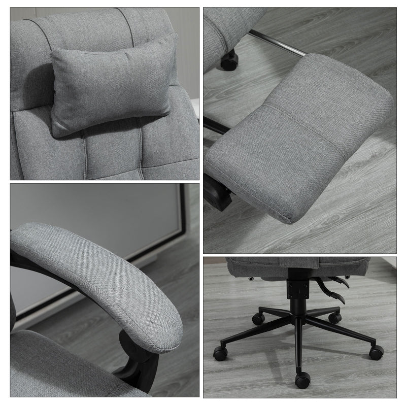 Benz Double Padded Office Chair with Footrest - Light Grey - Seasonal Overstock