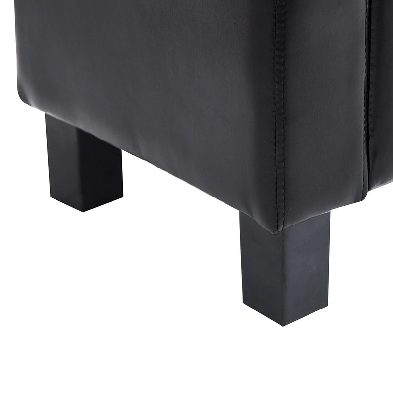 Larmory 42" Black Faux Leather Storage Bench - Seasonal Overstock