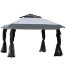 Gazebos, Cairo 12' x 12' Pop-Up Gazebo Canopy with Mesh Side Walls and Storage Bag - Grey - Seasonal Overstock