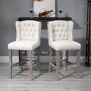 Cecilia 26" Beige Upholstered Counter Stool (2 Pack) - Seasonal Overstock