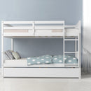 Chandler Full Over Full Wood Bunk Bed with Trundle Bed - White - Seasonal Overstock