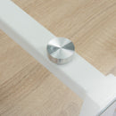 Cosmo Modern Glass Top Desk with Shelf In Oak and White Finish - Seasonal Overstock