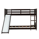 Elara Twin over Twin Wood Bunk Bed with Slide - Espresso Brown - Seasonal Overstock
