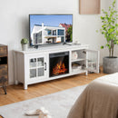 Fireplaces, Elio White 1400W Electric Fireplace TV Stand for TVs up to 65" - Seasonal Overstock