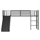 Jaya Twin Size Metal Loft Bed with Slide and Guardrails - Black - Seasonal Overstock