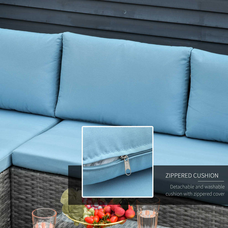 Olwen 3pc Patio Sectional Sofa with Reversible Chaise - Light Blue / Grey - Seasonal Overstock