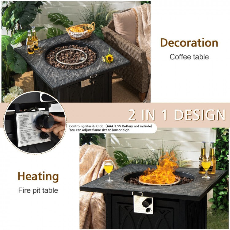 Pele 32" 50,000 BTU Fire Table with Lava Stones and Cover - Black - Seasonal Overstock